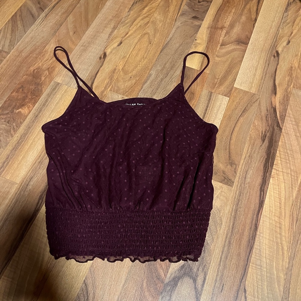 Purple polka dot smocked crop top - Picture 2 of 5